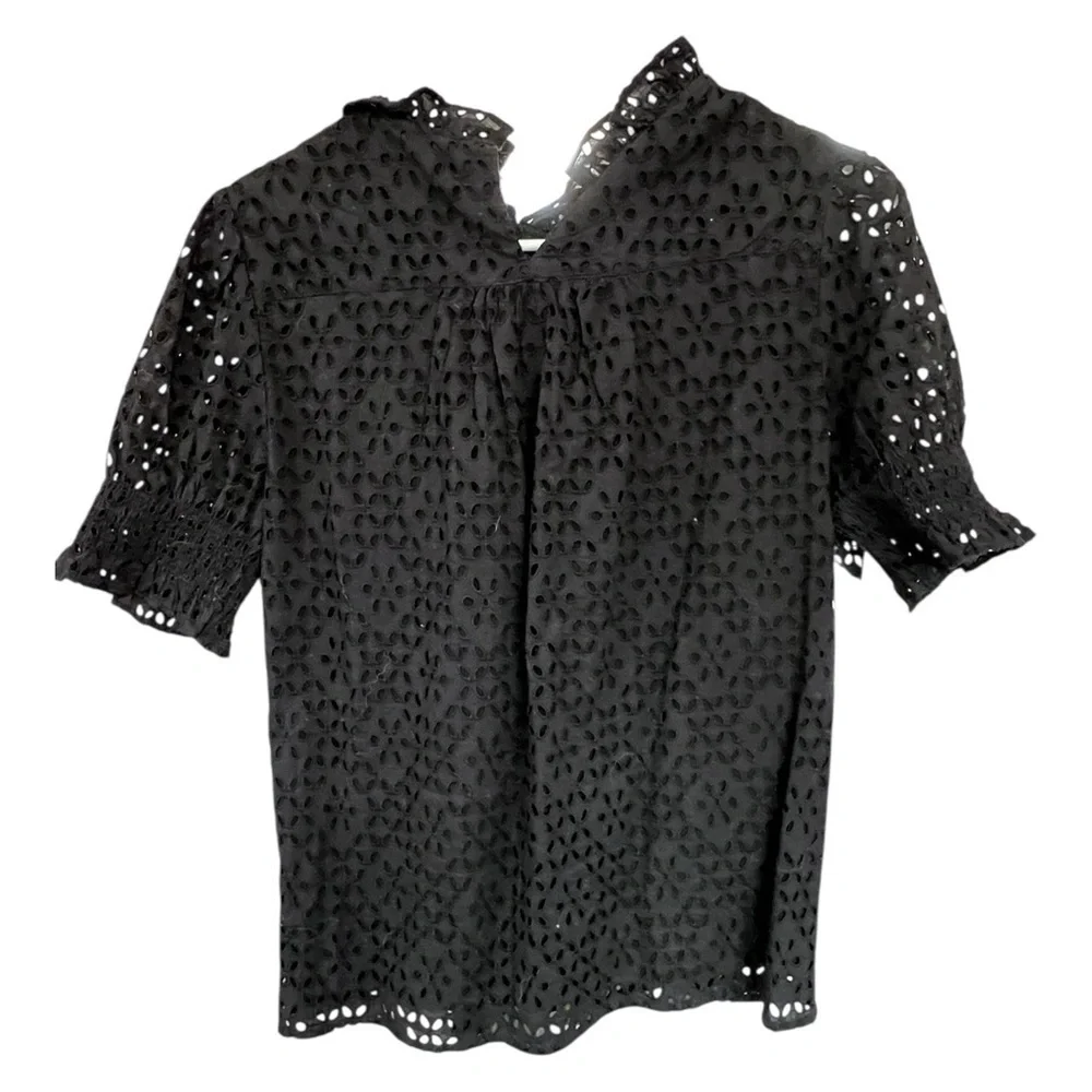 J. Crew Black Eyelet Blouse